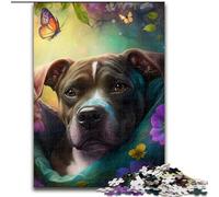 Puzzle 1000 Pieces Jigsaw Beautiful Staffordshire Bull Terrier cardboard Jigsaw Puzzles for Adults size 26x38cm for Home Decor & Holiday Fun