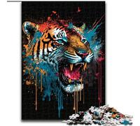 Puzzle 1000 Pieces Jigsaw Beautiful Tiger Painting Made of Wood, Skill Level Beginner, Great for Birthday 50x75cm Adult & Family Activity, DIY Home Decor Gift