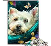 Puzzle 1000 Pieces Jigsaw Beautiful West Highland Terrier Impossible Jigsaw Puzzles for Adults Educational Game Challenge Toy (Size 38x26cm)