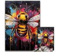 Puzzle 1000 Pieces Jigsaw Bee Graffiti Painting Jigsaw Puzzles for Adults for Home Decor, Brain Training 26X38CM/10.23x14.96inch