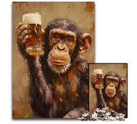 Puzzle 1000 Pieces Jigsaw Beer Drinker Monkey Puzzles for Adults for Parents Lovers Friends Age 1000 PCS(38x26cm)