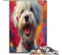 Puzzle 1000 Pieces Jigsaw Bichon Oil Painting Made of Wood, for Parents, Lovers, Friends - Age 14+ 50x75cm Engaging Family Game Night Activity