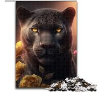 Puzzle 1000 Pieces Jigsaw Black Panther Portrait Jigsaw Puzzle Made of Wood,with Family Interactive Game, for Ages 14+ 1000pcs(50x75cm)