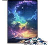 Puzzle 1000 Pieces Jigsaw Black Sky with Rainbow Clouds Made of Wood, for Parents, Lovers, Friends - Age 14+ 50x75cm Engaging Family Game Night Activity
