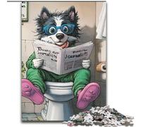 Puzzle 1000 Pieces Jigsaw Border Collie Go Toilet Made of Wood, High-Difficulty Brain Teaser for Teenagers 50x75cm for Birthdays, Holidays, And Special Occasions