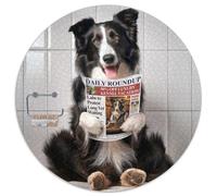 Puzzle 1000 Pieces Jigsaw Border Collie on The Toilet 1000 Piece Round Jigsaw Puzzles for Adults Interactive Family Game, DIY Home Decor Brain Challenge Gift 67.5x67.5cm