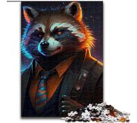 Puzzle 1000 Pieces Jigsaw Boss Raccoon 1000Pc Adults Jigsaw Puzzle Family Bonding Activity, Home Decor Gift, Family Toy Game (Szie 50x75 cm)