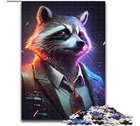 Puzzle 1000 Pieces Jigsaw Boss Raccoon in Suit Puzzle Made of cardboard,Challenging Brain Teaser for Teenagers, Family Game Night Fun 1000pcs(26x38cm)
