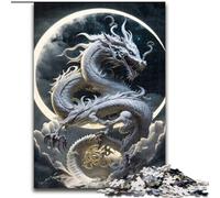 Puzzle 1000 Pieces Jigsaw Brave Dragon Made of Wood, Fun Activity for at Home 50x75cm for Birthday Holiday Christmas