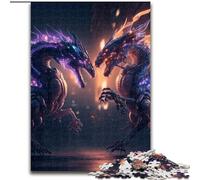 Puzzle 1000 Pieces Jigsaw Brave Dragon Made of Wood, High-Difficulty Brain Teaser for Teenagers 50x75cm for Birthdays, Holidays, And Special Occasions