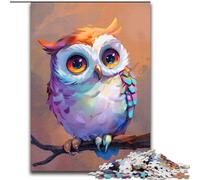 Puzzle 1000 Pieces Jigsaw Cartoon Owl Made of Wood, for Parents, Lovers, Friends - Age 14+ 50x75cm Engaging Family Game Night Activity