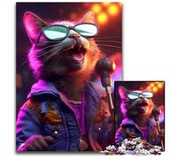 Puzzle 1000 Pieces Jigsaw Cat Singer Impossible Jigsaw Puzzles for Adults Family Activity, Brain Teaser, Home Decor, 26X38CM/10.23x14.96inch