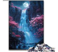 Puzzle 1000 Pieces Jigsaw Cherry Blossom Waterfall Made of Wood, for Parents, Lovers, Friends - Age 14+ 50x75cm Engaging Family Game Night Activity
