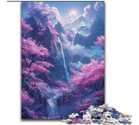 Puzzle 1000 Pieces Jigsaw Cherry Blossom Waterfall Made of Wood, for Parents, Lovers, Friends - Age 14+ 50x75cm Engaging Family Game Night Activity