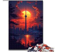 Puzzle 1000 Pieces Jigsaw City at Sunset Made of Wood, Ideal for Home & Office Decor, for Birthday 50x75cm Birthday Party for Men Women