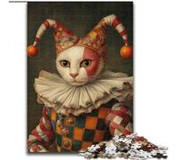Puzzle 1000 Pieces Jigsaw Clown Cat 1000 Pieces Puzzle Gifts Family Activity Game for Teenagers, Challenging Brain Teaser (size50x75cm)