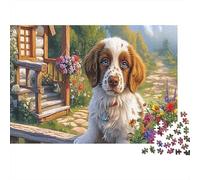 Puzzle 1000 Pieces Jigsaw - Cocker Spaniel Puppy with Blue Eyes by Log Cabin Challenging Pet Home Decoration Educational Games 38x26cm/1000pcs
