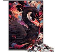Puzzle 1000 Pieces Jigsaw Color Black Swan Made of Wood, Skill Level Beginner, Great for Birthday 50x75cm Adult & Family Activity, DIY Home Decor Gift