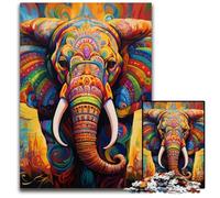 Puzzle 1000 Pieces Jigsaw Colorful Art Elephant Challenging Puzzles Family Fun Activity, Brain Challenge, for Teenager 50x75CM/19.68x29.52inch