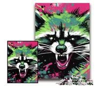 Puzzle 1000 Pieces Jigsaw Colorful Art Raccoon 1000 Piece Jigsaw Toys Gift Educational Intellectual Decompressing Fun Family Game Size 26x38cm