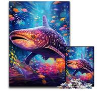 Puzzle 1000 Pieces Jigsaw Colorful Art Whale Shark Puzzles for Adults Relax & Challenge, Colorful Home Decor Art, for Friends 50x75CM/19.68x29.52inch
