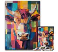 Puzzle 1000 Pieces Jigsaw Colorful Cow Portrait Paper Jigsaw Puzzles for Adults for Birthdays Holidays Best for Christmas 1000 PCS(38x26cm)