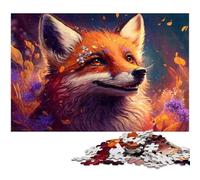 Puzzle 1000 Pieces Jigsaw Colorful Fox Impossible Jigsaw Puzzles for Adults Family Activity, Brain Teaser, Home Decor, 26X38CM/10.23x14.96inch