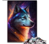 Puzzle 1000 Pieces Jigsaw Colorful Husky Made of Wood, Skill Level Beginner, Great for Birthday 50x75cm Adult & Family Activity, DIY Home Decor Gift