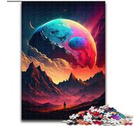 Puzzle 1000 Pieces Jigsaw Colorful Planet Mountains Made of Wood, Perfect Christmas & New Year Gift, 50x75cm Brain Teaser Game for Teenagers, Perfect