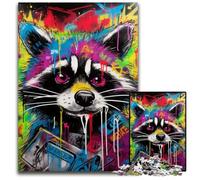 Puzzle 1000 Pieces Jigsaw Colorful Raccoon Challenging Puzzles Family Fun Activity, Brain Challenge, for Teenager 26X38CM/10.23x14.96inch