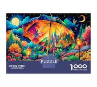 Puzzle 1000 Pieces Jigsaw - Colorful Umbrella over Castle, Scenery Impossible Challenge for Adults, Educational Game & Home Decoration, 70x50cm/1000pcs