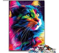 Puzzle 1000 Pieces Jigsaw Colorfull Comic Cat Made of Wood, for Parents, Lovers, Friends - Age 14+ 50x75cm Engaging Family Game Night Activity