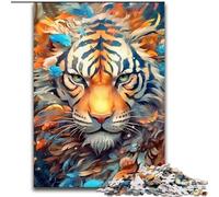 Puzzle 1000 Pieces Jigsaw Colourful Animal Tiger Made of Wood, Skill Level Beginner, Great for Birthday 50x75cm Adult & Family Activity, DIY Home Decor Gift