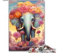 Puzzle 1000 Pieces Jigsaw Colourful Animals Elephant Made of Wood, for Parents, Lovers, Friends - Age 14+ 50x75cm Engaging Family Game Night Activity