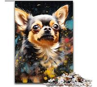 Puzzle 1000 Pieces Jigsaw Colourful Art Chihuahua Difficult Puzzles for Adults size 50x75cm Perfect for Family Fun on Christmas, Thanksgiving, Birthdays & Easter