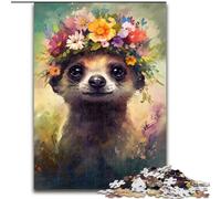 Puzzle 1000 Pieces Jigsaw Colourful Baby Meerkat Made of Wood, Skill Level Beginner, Great for Birthday 50x75cm Adult & Family Activity, DIY Home Decor Gift