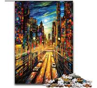 Puzzle 1000 Pieces Jigsaw Colourful City Streets Made of Wood, Skill Level Beginner, Great for Birthday 50x75cm Adult & Family Activity, DIY Home Decor Gift