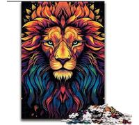Puzzle 1000 Pieces Jigsaw Colourful Graffiti Lion Made of Wood, for Parents, Lovers, Friends - Age 14+ 50x75cm Engaging Family Game Night Activity
