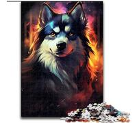 Puzzle 1000 Pieces Jigsaw Colourful Husky Dog Made of Wood, for Parents, Lovers, Friends - Age 14+ 50x75cm Engaging Family Game Night Activity