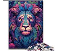 Puzzle 1000 Pieces Jigsaw Colourful Lion Art Made of Wood, Skill Level Beginner, Great for Birthday 50x75cm Adult & Family Activity, DIY Home Decor Gift