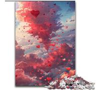 Puzzle 1000 Pieces Jigsaw Colourful Love Clouds Made of Wood, Perfect Christmas & New Year Gift, 50x75cm Brain Teaser Game for Teenagers, Perfect
