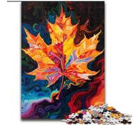 Puzzle 1000 Pieces Jigsaw Colourful Maple Leaves Made of Wood, for Parents, Lovers, Friends - Age 14+ 50x75cm Engaging Family Game Night Activity