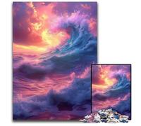 Puzzle 1000 Pieces Jigsaw Colourful Waves Jigsaw Puzzles for Adults DIY Decoration, Brain Challenge, for Adult, Family, 50x75CM/19.68x29.52inch