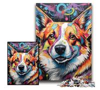 Puzzle 1000 Pieces Jigsaw Corgi Graffiti Impossible Jigsaw Puzzles for Adults 26x38 cm Birthday Gift Idea, Challenging Brain Teaser Game