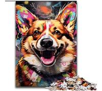 Puzzle 1000 Pieces Jigsaw Corgi Graffiti Jigsaw Puzzles for Adults 1000 Piece Perfect for Family Fun on Birthdays, Christmas size : 50x75cm