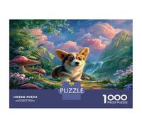 Puzzle 1000 Pieces Jigsaw - Corgi Puppy in Forest Challenging Pet Home Decoration Educational Games 38x26cm/1000pcs