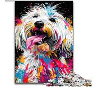 Puzzle 1000 Pieces Jigsaw Coton De Tulear Dog Art Difficult Puzzles for Adults size 26x38cm for Home Decor, Brain Training