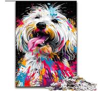 Puzzle 1000 Pieces Jigsaw Coton De Tulear Dog Art Wooden Jigsaw Interactive Family Game, Brain Challenge, Educational Toy size 50x75cm
