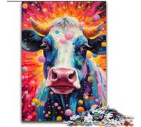 Puzzle 1000 Pieces Jigsaw Cow With The Circle Made of Wood, Perfect Christmas & New Year Gift, 50x75cm Brain Teaser Game for Teenagers, Perfect