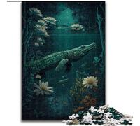 Puzzle 1000 Pieces Jigsaw Crocodile Wonder Made of Wood, for Parents, Lovers, Friends - Age 14+ 50x75cm Engaging Family Game Night Activity